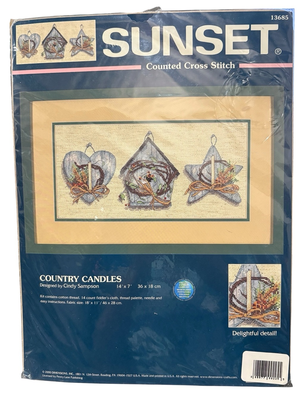 Sunset 13685 Counted Cross Stitch Kit - Country Candles 14 x 7